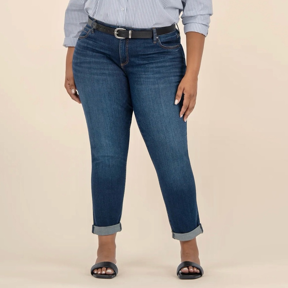 KUT From The Kloth Catherine Boyfriend Stretch Denim Jeans Dark Wash Plus 24W